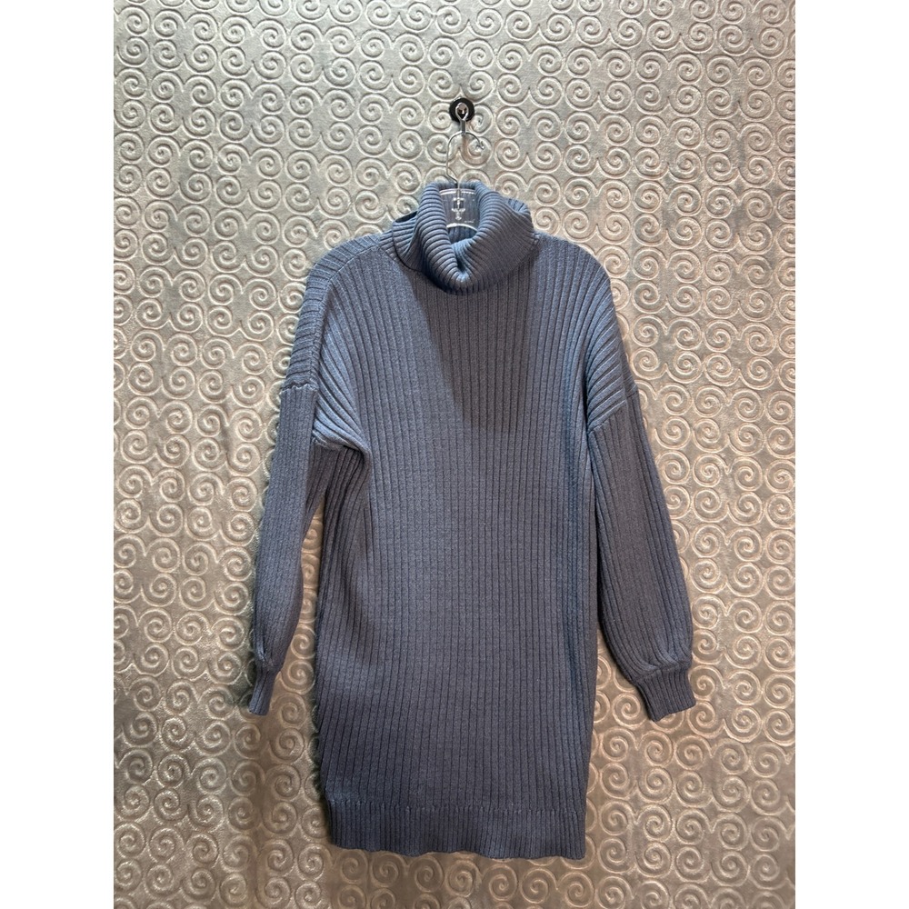 Womens Gray Ribbed‎ Turtleneck Sweater Dress XS Long Sleeve Casual Cozy